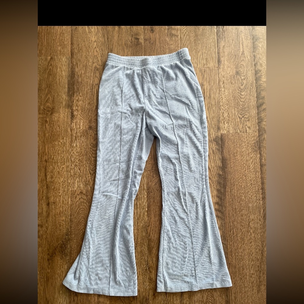 AERIE Blue Groove-On Rib Velour Flare Pant M